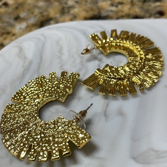 Zara Gold Flat Hoop Earrings - Picture 12 of 15
